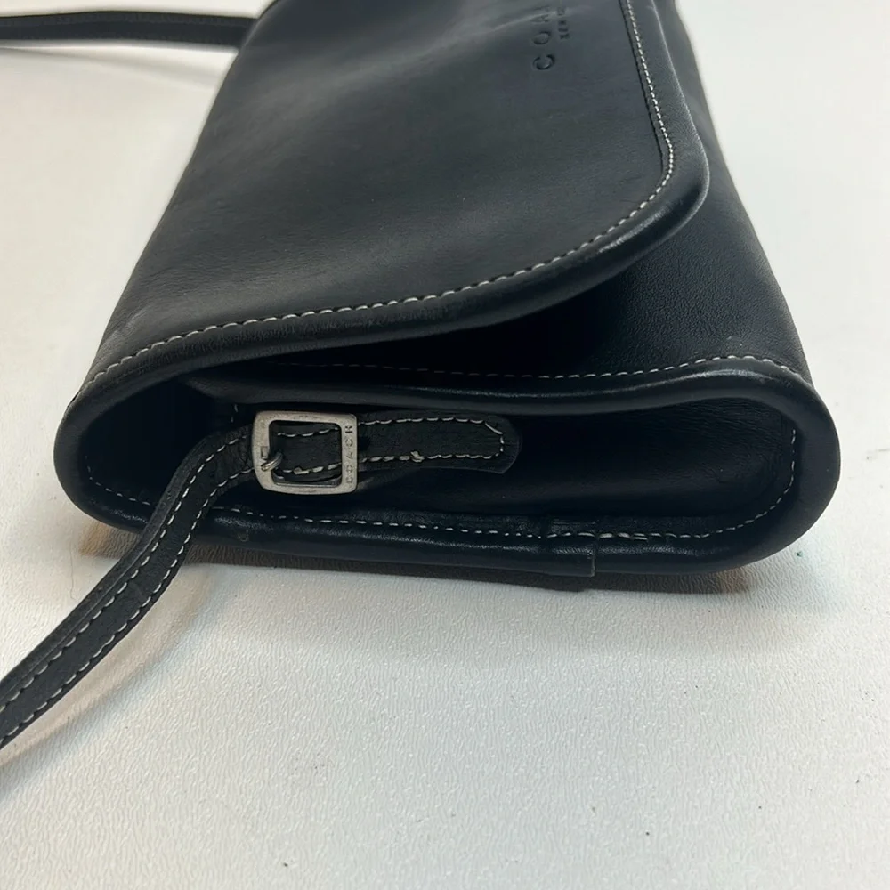 COACH 9140 Martini Flap, Vintage From 1999, Blk Leather With White Stitching USA - Picture 5 of 10